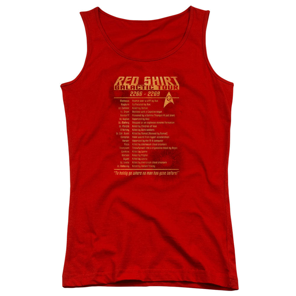 Star Trek Red Shirt Tour Womens Tank Top Shirt Red