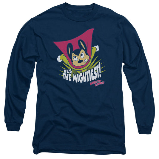Mighty Mouse the Mightiest Mens Long Sleeve Shirt Navy Blue
