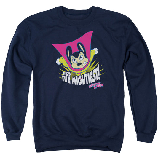 Mighty Mouse the Mightiest Mens Crewneck Sweatshirt Navy Blue
