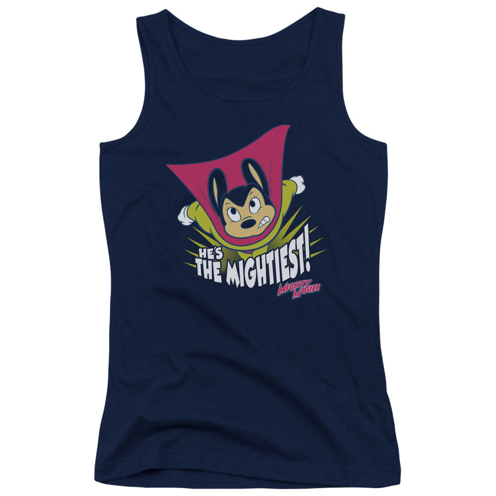 Mighty Mouse the Mightiest Womens Tank Top Shirt Navy