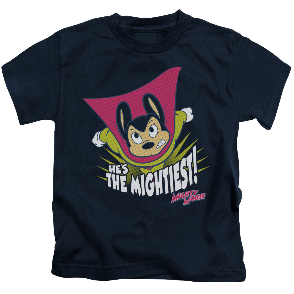 Mighty Mouse the Mightiest Juvenile Kids Youth T Shirt Navy Blue