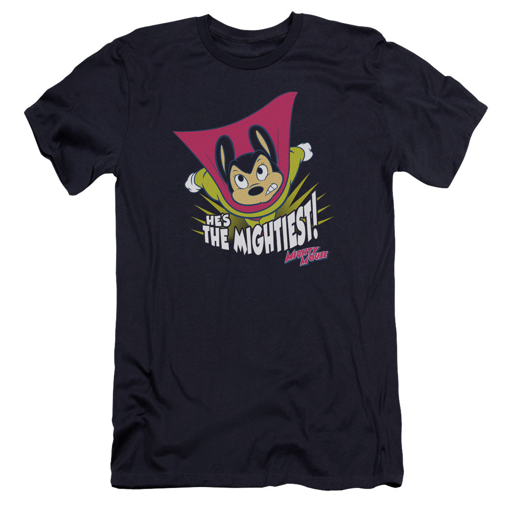 Mighty Mouse the Mightiest Premium Bella Canvas Slim Fit Mens T Shirt Navy Blue