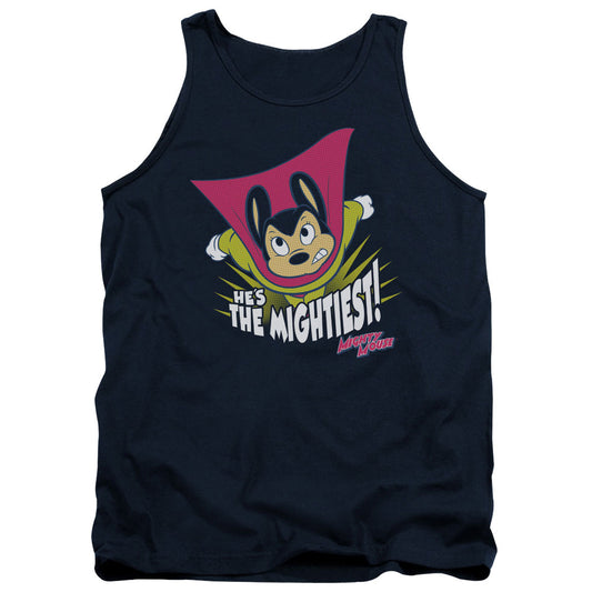 Mighty Mouse the Mightiest Mens Tank Top Shirt Navy Blue