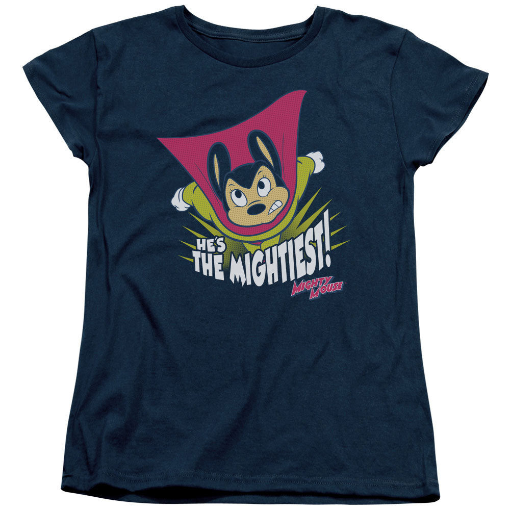 Mighty Mouse the Mightiest Womens T Shirt Navy Officially Licensed