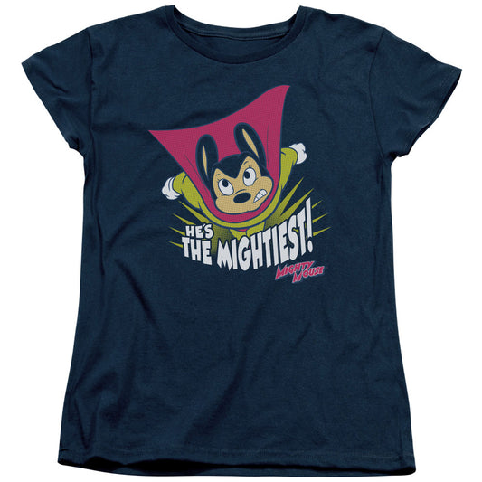 Mighty Mouse the Mightiest Womens T Shirt Navy Officially Licensed