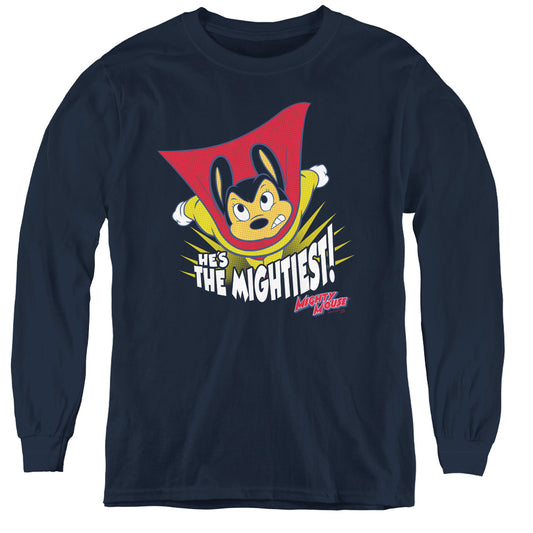 Mighty Mouse the Mightiest Long Sleeve Kids Youth T Shirt Navy Officially Licensed