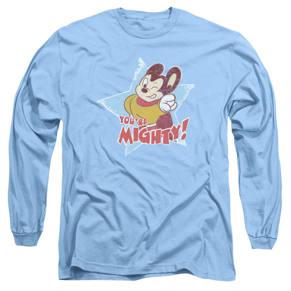 Mighty Mouse Youre Mighty Mens Long Sleeve Shirt Carolina Blue