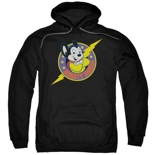 Mighty Mouse Mighty Hero Mens Hoodie Black Officially Licensed