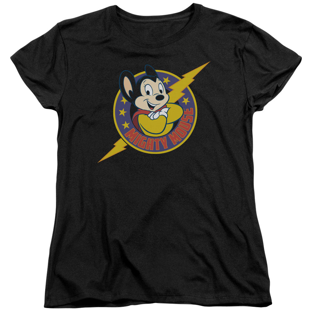 Mighty Mouse Mighty Hero Womens T Shirt Black Officially Licensed
