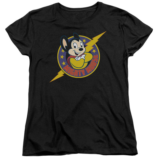 Mighty Mouse Mighty Hero Womens T Shirt Black Officially Licensed