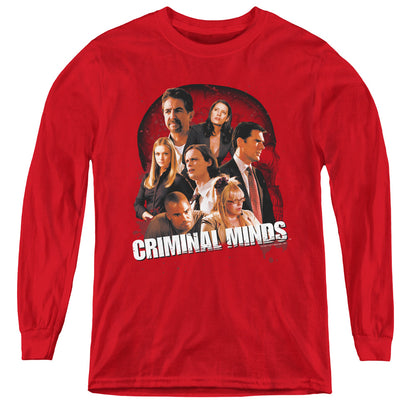 Criminal Minds Brain Trust Long Sleeve Kids Youth T Shirt Red Officially Licensed