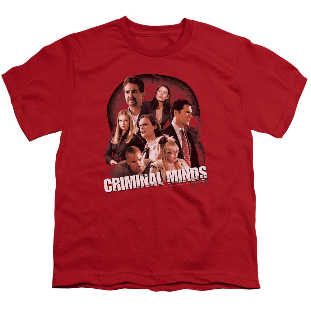 Criminal Minds Brain Trust Kids Youth T Shirt Red Officially Licensed