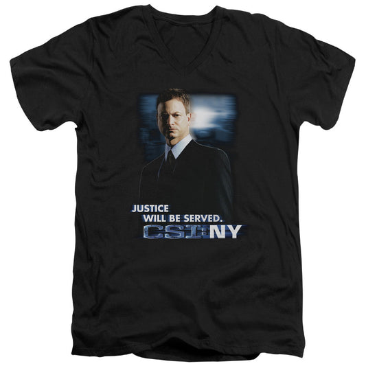 Csi:ny Justice Served Mens Slim Fit V-Neck T Shirt Black Officially Licensed