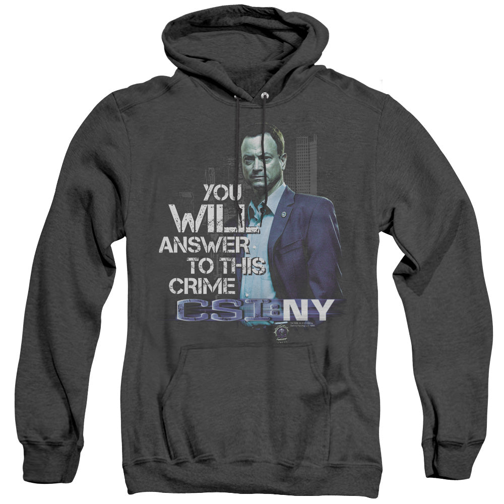 Csi Ny You Will Answer Mens Heather Hoodie Black Officially Licensed