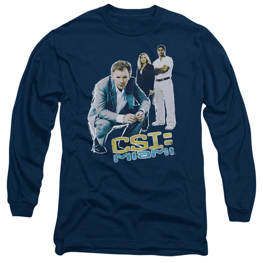 Csi:Miami In Perspective Mens Long Sleeve Shirt Navy Officially Licensed Officially Licensed