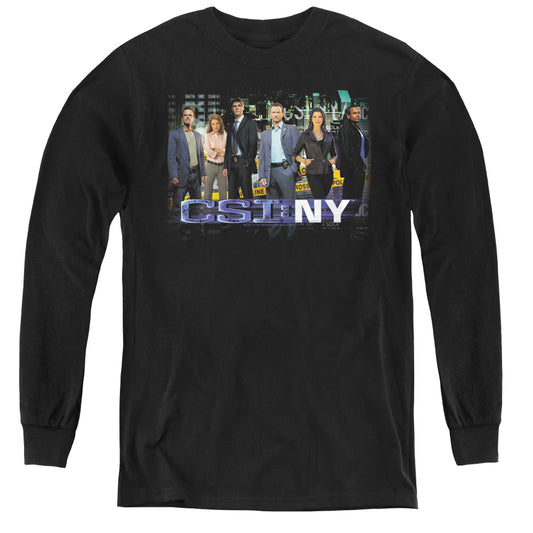 Csi Ny Cast Long Sleeve Kids Youth T Shirt Black Officially Licensed