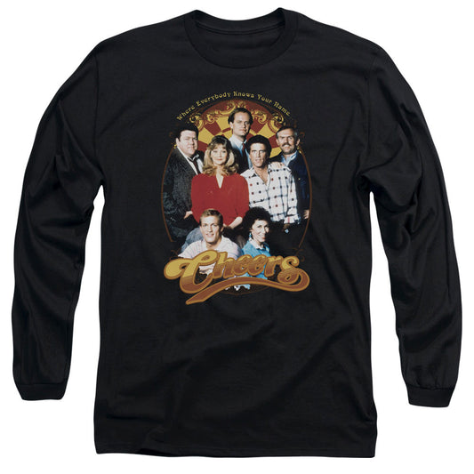 Cheers Group Shot Mens Long Sleeve Shirt Black Officially Licensed Officially Licensed