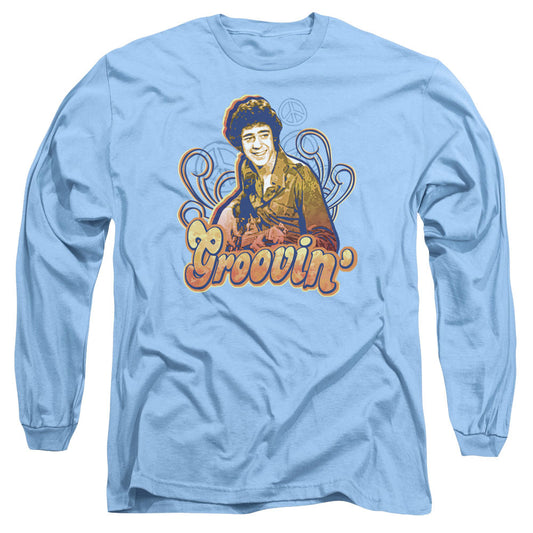 Brady Bunch Groovin Mens Long Sleeve Shirt Carolina Blue Officially Licensed Officially Licensed