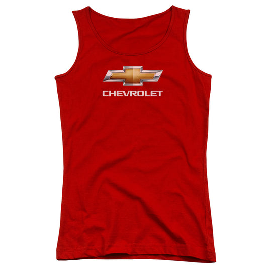 Chevrolet Chevy Bowtie StACked Womens Tank Top Shirt Red