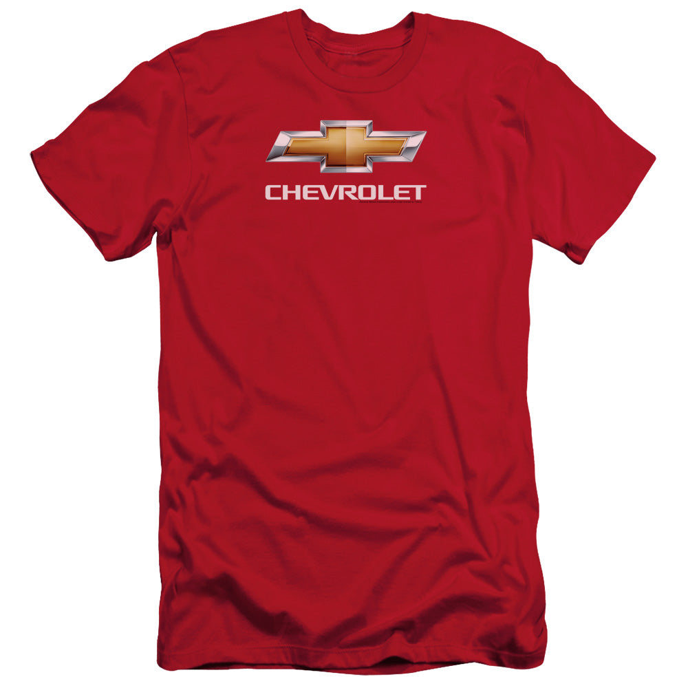 Chevrolet Chevy Bowtie StACked Slim Fit Mens T Shirt Red