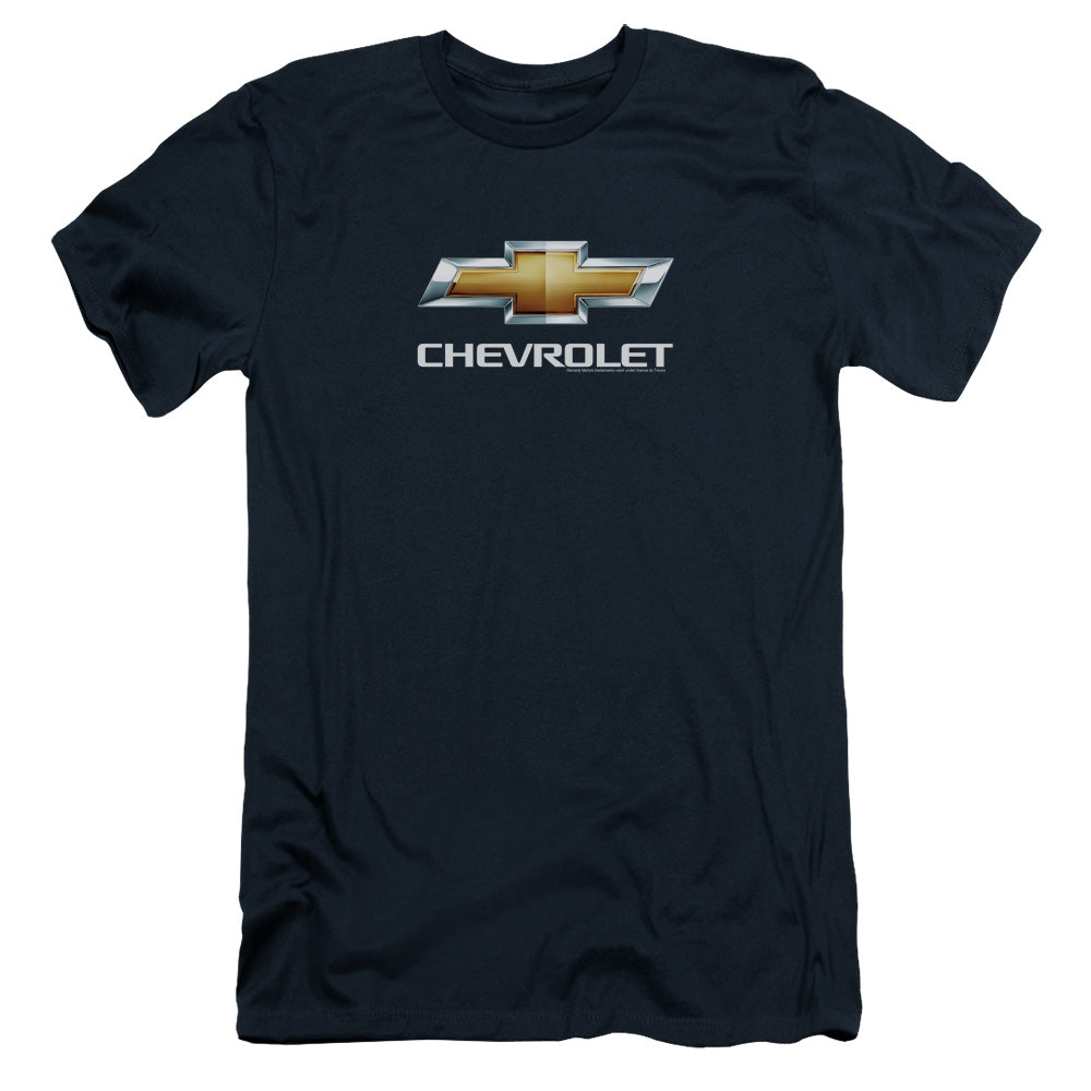 Chevrolet Chevy Bowtie StACked Slim Fit Mens T Shirt Navy