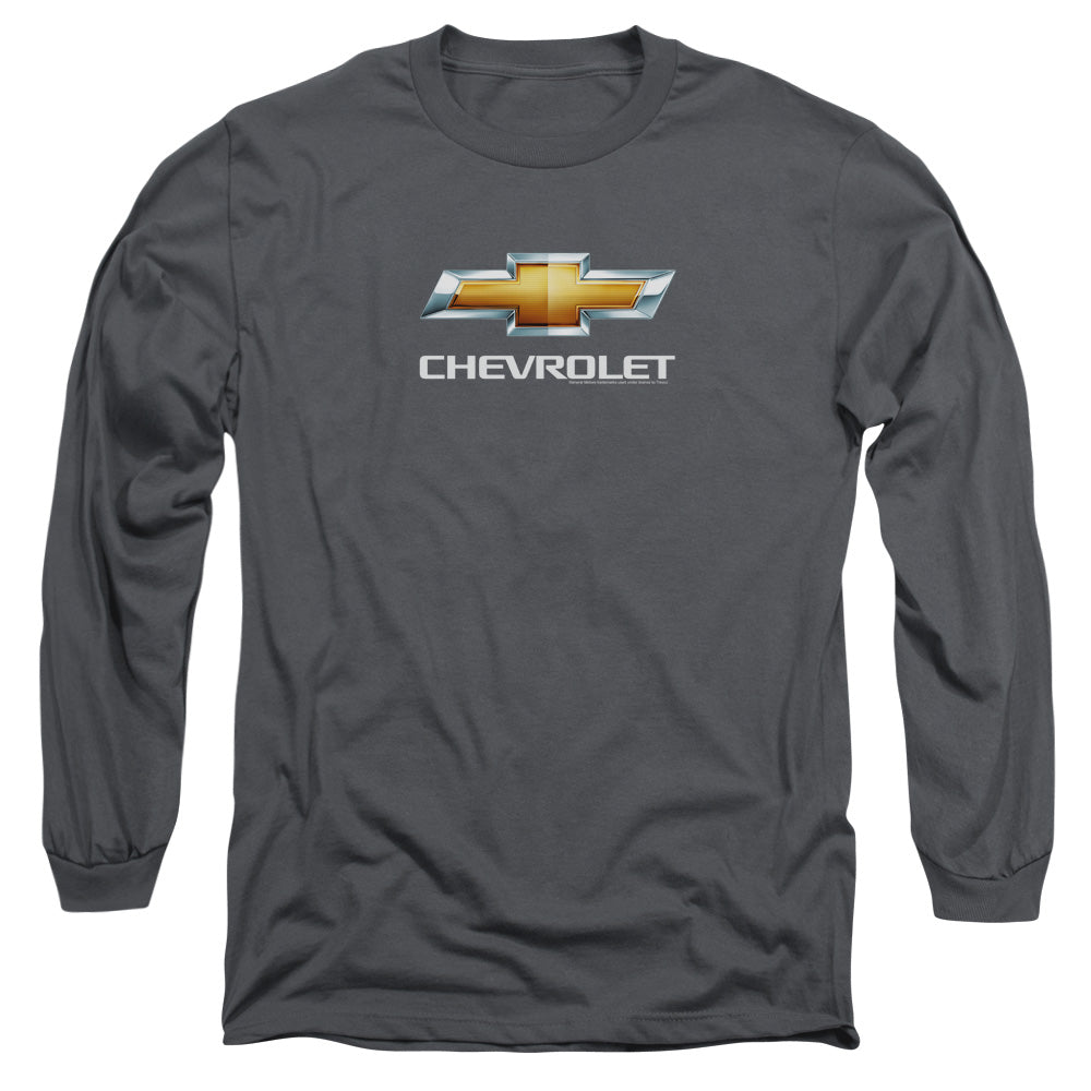 Chevrolet Chevy Bowtie Stacked Mens Long Sleeve Shirt Charcoal