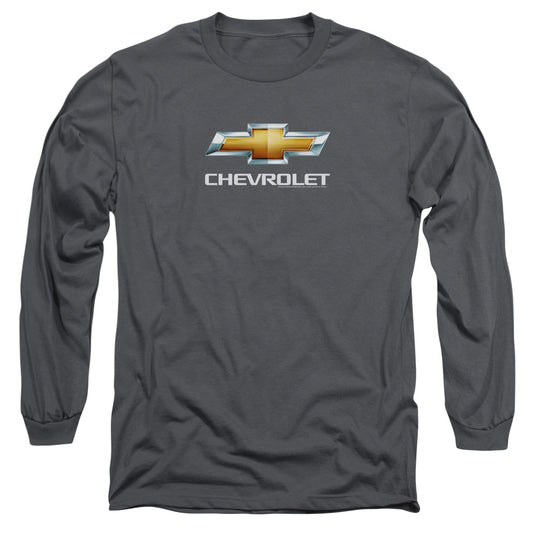 Chevrolet Chevy Bowtie Stacked Mens Long Sleeve Shirt Charcoal