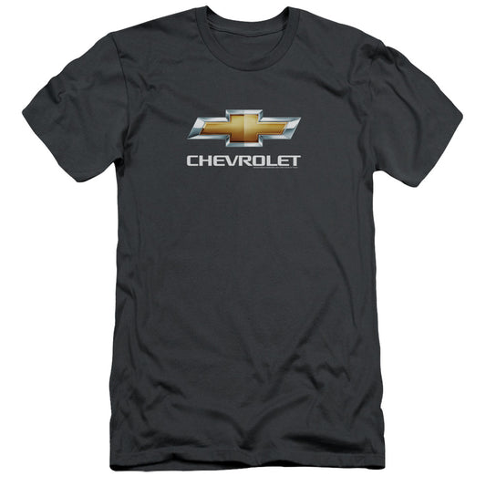 Chevrolet Chevy Bowtie StACked Slim Fit Mens T Shirt Charcoal