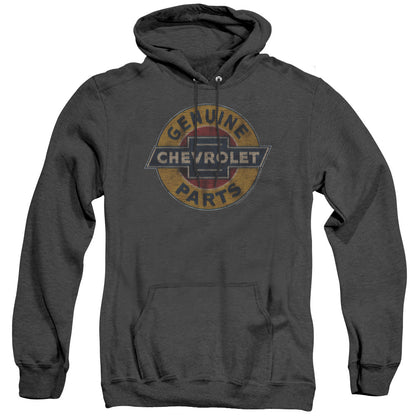 Chevrolet Genuine Chevy Parts Distressed Sign Heather Mens Hoodie Black Officially Licensed