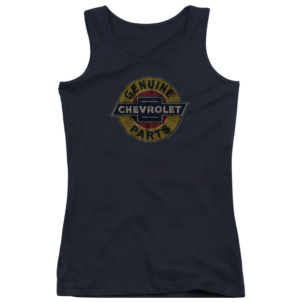 Chevrolet Genuine Chevy Parts Distressed Sign Womens Tank Top Shirt Black