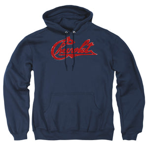 Chevrolet Chevrolet Script Distressed Mens Hoodie Navy