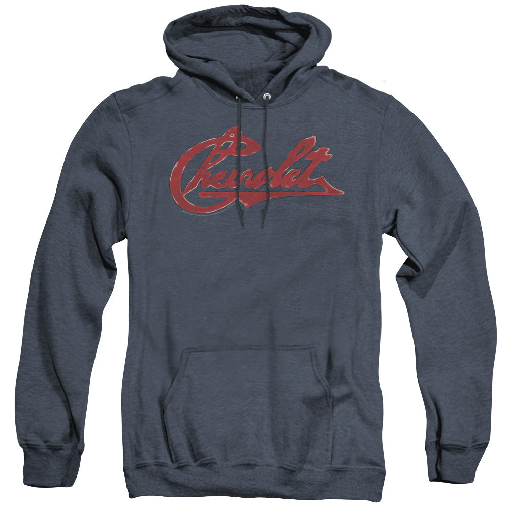 Chevrolet Chevrolet Script Distressed Heather Mens Hoodie Navy