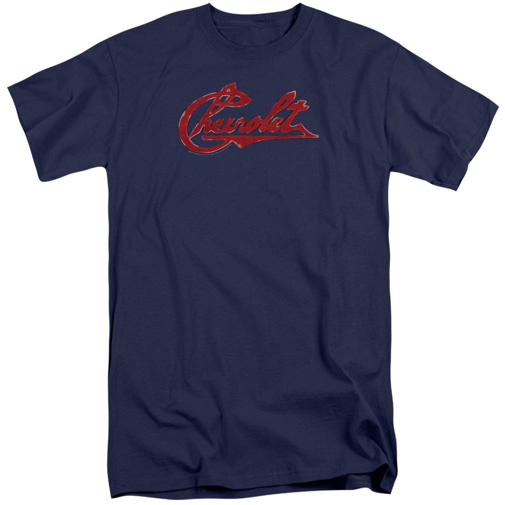 Chevrolet Chevrolet Script Distressed Mens Tall T Shirt Navy