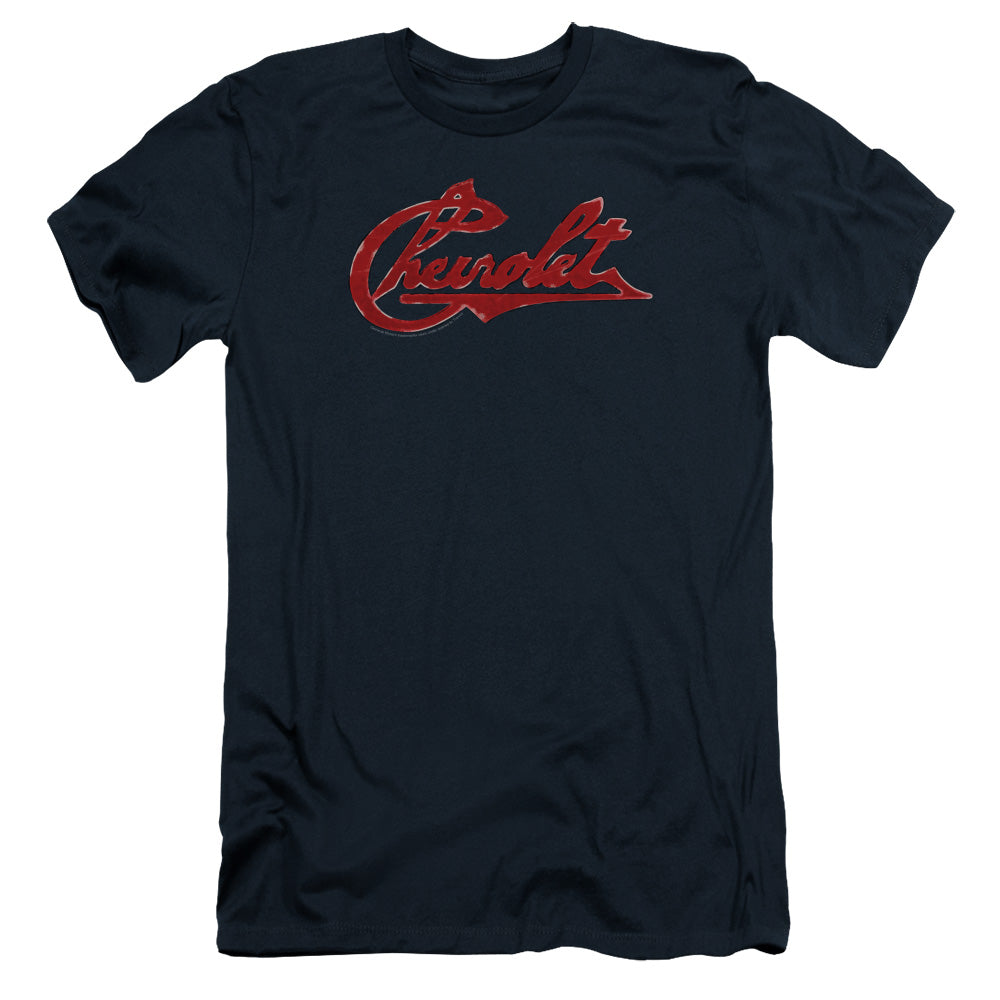 Chevrolet Chevrolet Script Distressed Slim Fit Mens T Shirt Navy