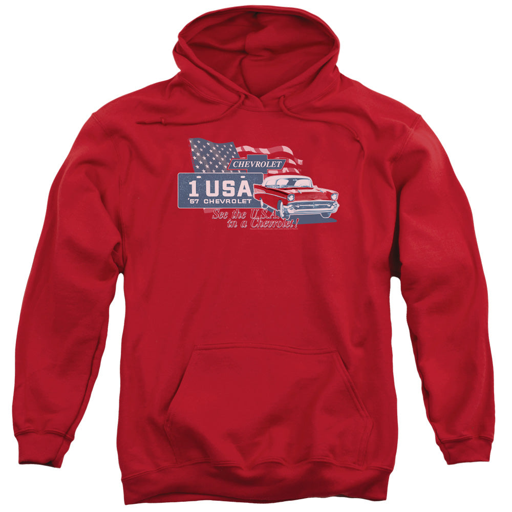 Chevrolet See The Usa Mens Hoodie Red