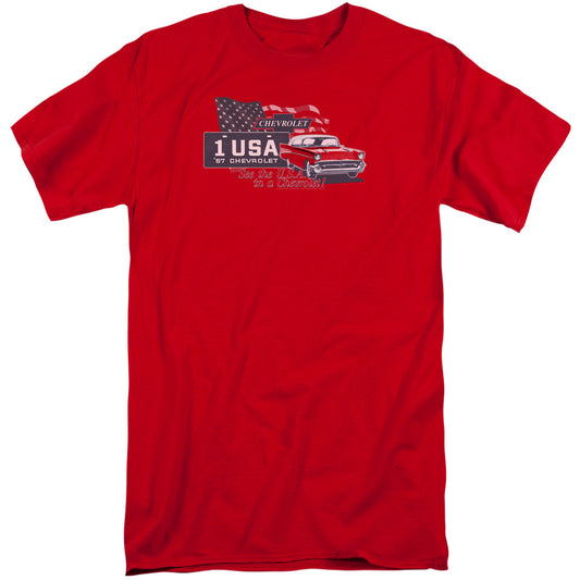 Chevrolet See the Usa Mens Tall T Shirt Red