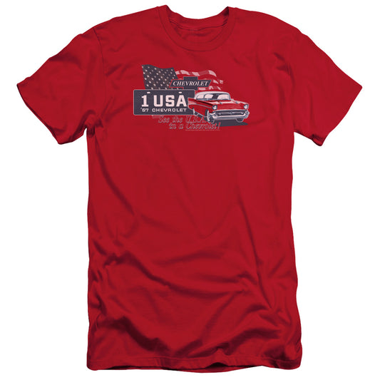 Chevrolet See the Usa Slim Fit Mens T Shirt Red