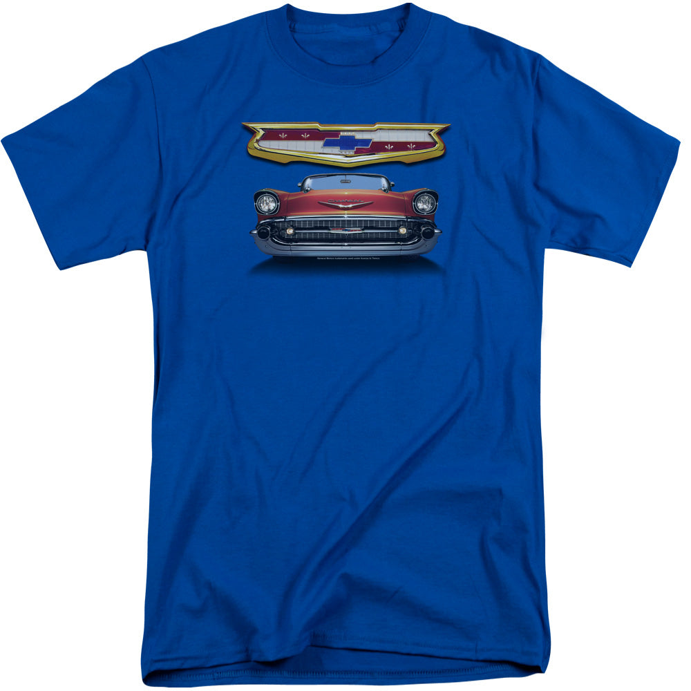 Chevrolet 1957 Bel Air Grille Mens Tall T Shirt Royal Blue