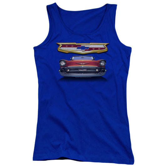 Chevrolet 1957 Bel Air Grille Womens Tank Top Shirt Royal Blue