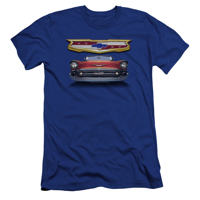 Chevrolet 1957 Bel Air Grille Premium Bella Canvas Slim Fit Mens T Shirt Royal Blue