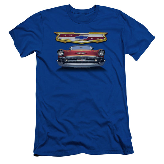 Chevrolet 1957 Bel Air Grille Slim Fit Mens T Shirt Royal Blue