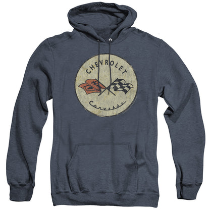 Chevrolet Old Vette Mens Heather Hoodie Navy