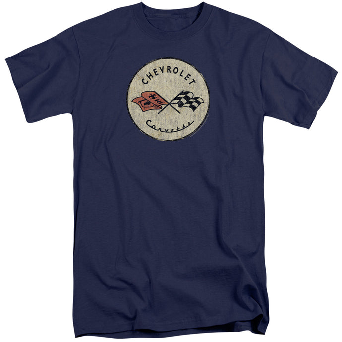 Chevrolet Old Vette Mens Tall T Shirt Navy