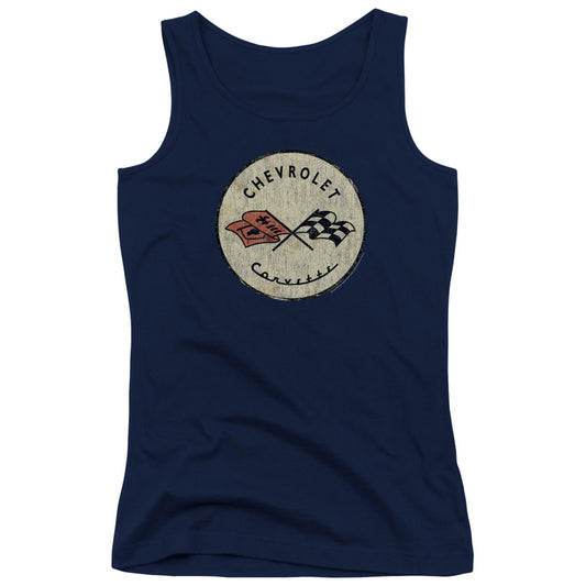 Chevrolet Old Vette Womens Tank Top Shirt Navy