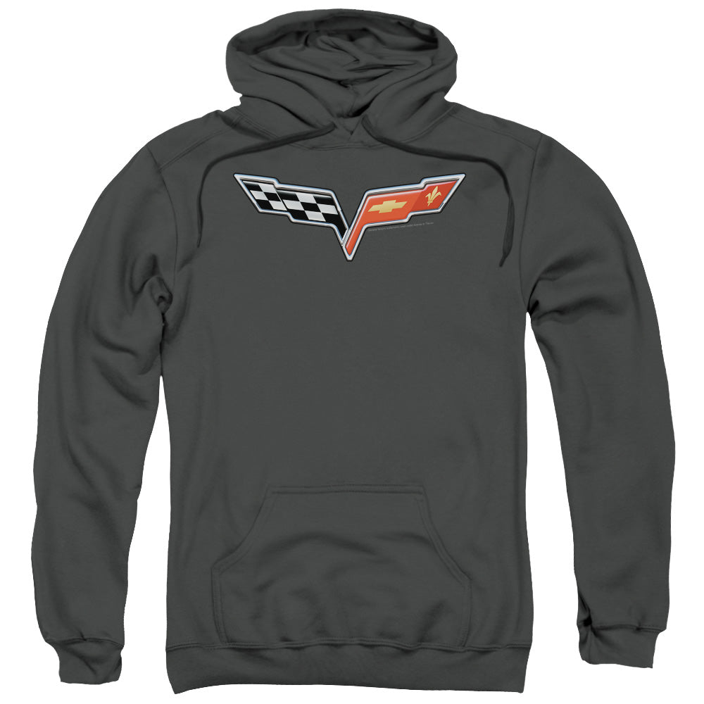 Chevrolet The Vette Medallion Mens Hoodie Charcoal