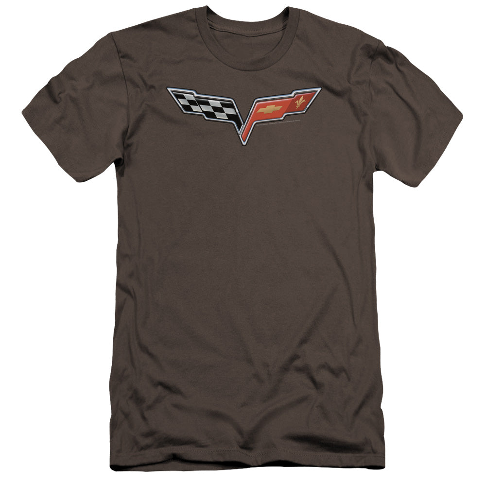 Chevrolet The Vette Medallion Premium Bella Canvas Slim Fit Mens T Shirt Charcoal