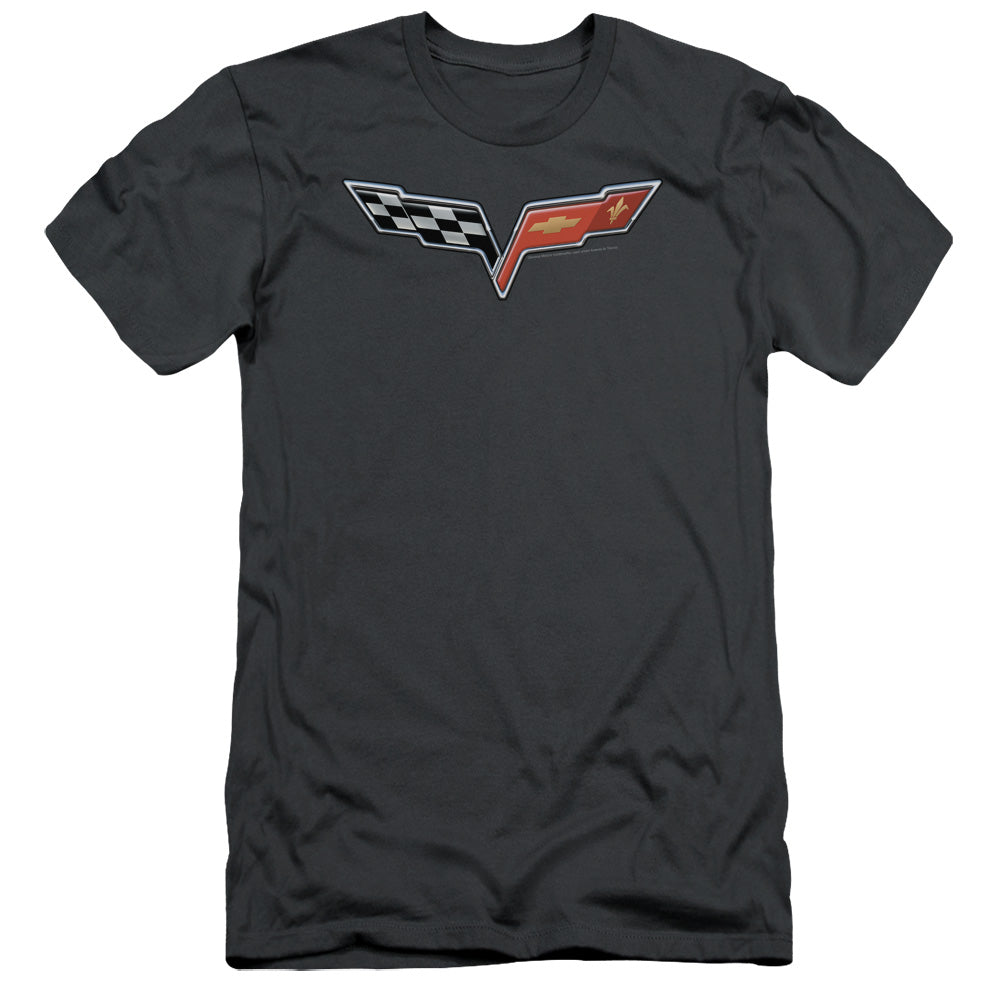 Chevrolet the Vette Medallion Slim Fit Mens T Shirt Charcoal