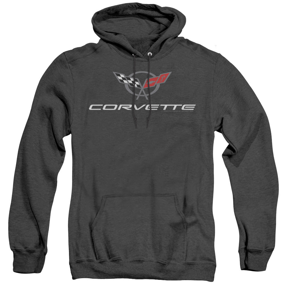 Chevrolet Corvette Modern Emblem Mens Heather Hoodie Black