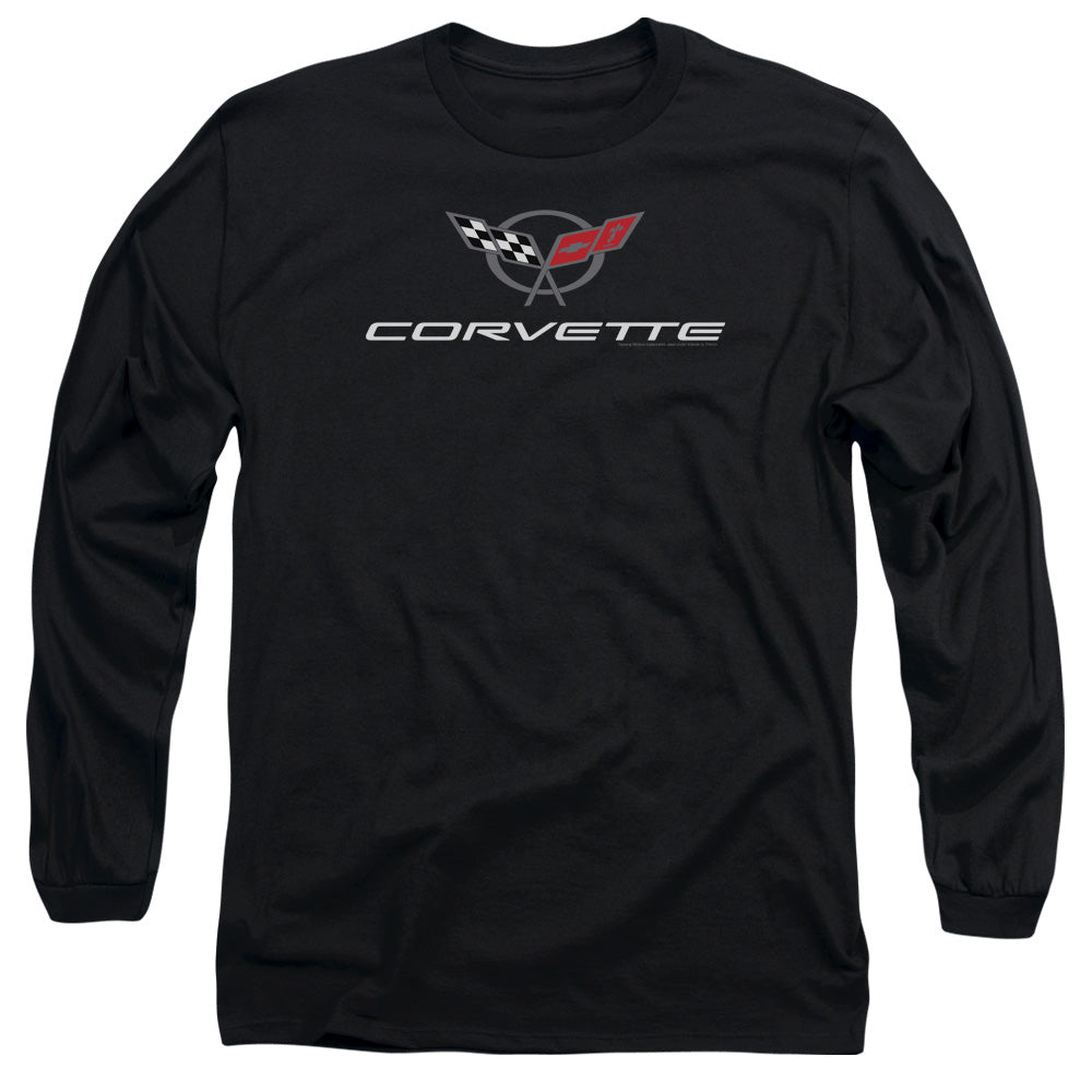 Chevrolet Corvette Modern Emblem Mens Long Sleeve Shirt Black