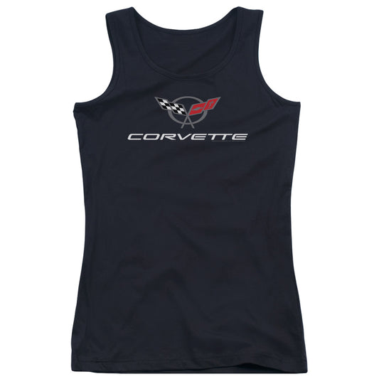 Chevrolet Corvette Modern Emblem Womens Tank Top Shirt Black